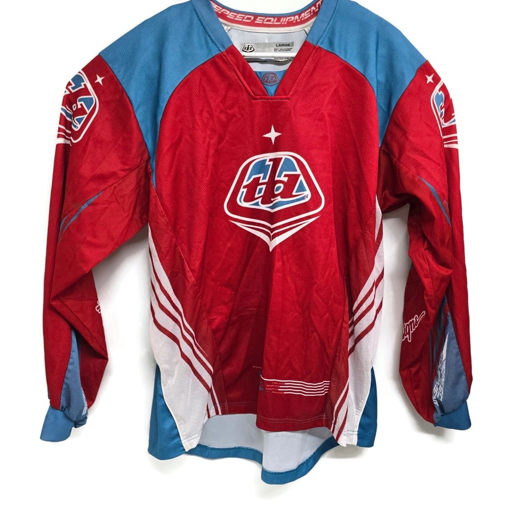 Troy Lee Designs GP Motocross Jersey Mens Large Red Blue White Racing BMX MTB